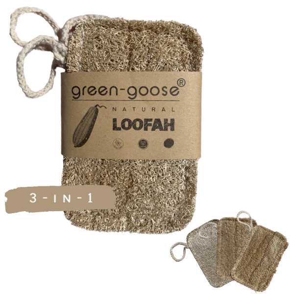 green-goose Loofah Kitchen Sponge Rectangle | Set of 3 green-goose