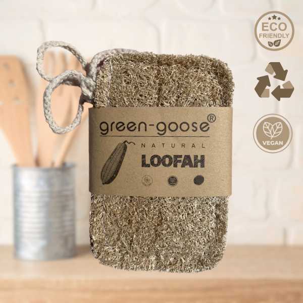 green-goose Loofah Kitchen Sponge Rectangle | Set of 3 green-goose